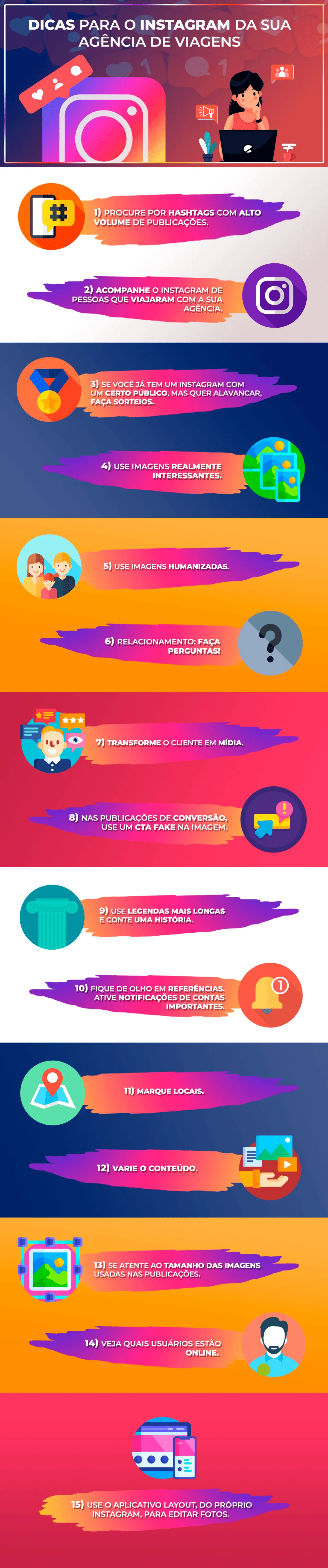 Infográfico com dicas para o Instagram da sua agência de viagens