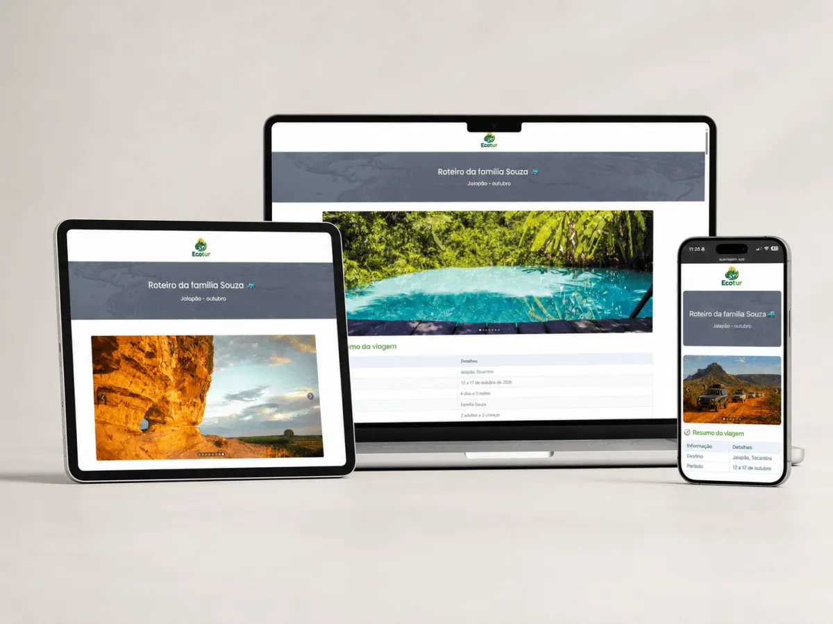 Orçamento do Monde aberto no notebook, tablet e celular