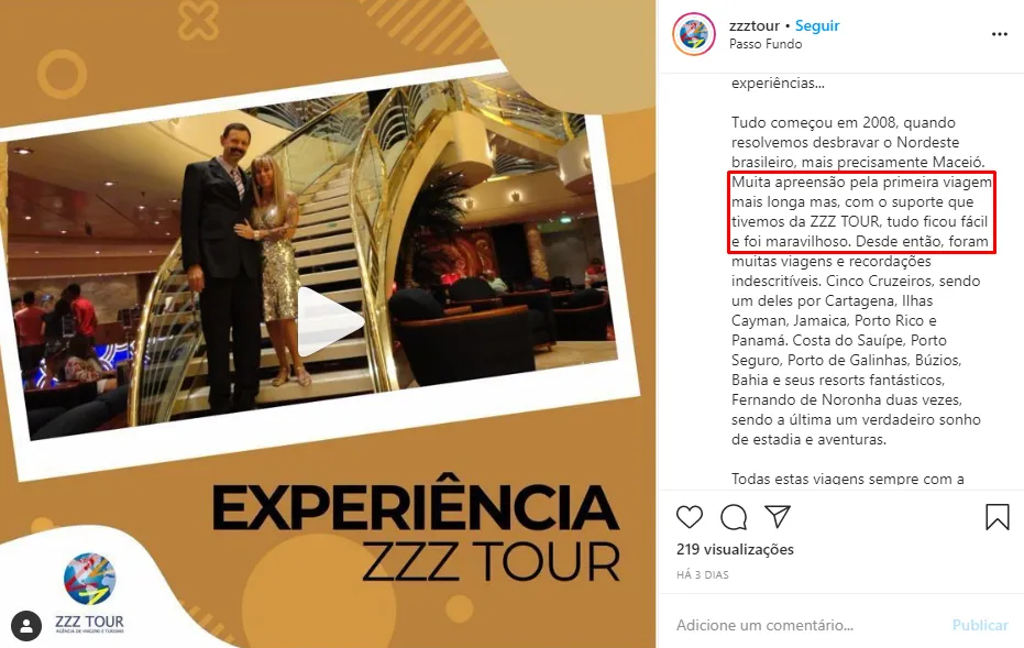 post com feedback do cliente aumentando a credibilidade da agência nas redes sociais